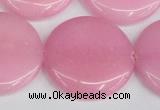 CCN3851 15.5 inches 35mm flat round candy jade beads wholesale