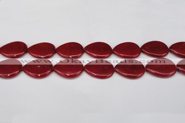 CCN3974 15.5 inches 30*40mm flat teardrop candy jade beads