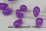 CCN453 15.5 inches Top-drilled 8*12mm teardrop candy jade beads