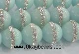 CCN4612 15.5 inches 10mm round candy jade with rhinestone beads