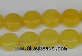 CCN475 15.5 inches 12mm flat round candy jade beads wholesale