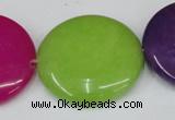 CCN510 15.5 inches 30mm flat round candy jade beads wholesale