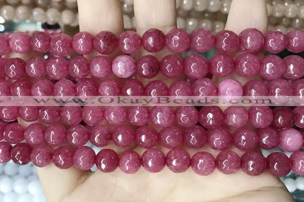 CCN5727 15 inches 8mm faceted round candy jade beads