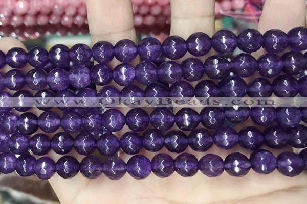 CCN5737 15 inches 8mm faceted round candy jade beads