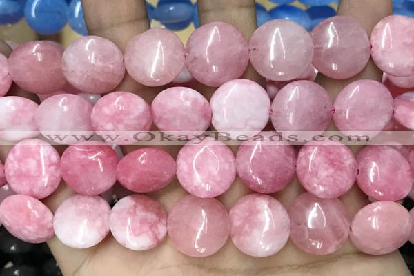 CCN5879 15 inches 15mm flat round candy jade beads Wholesale