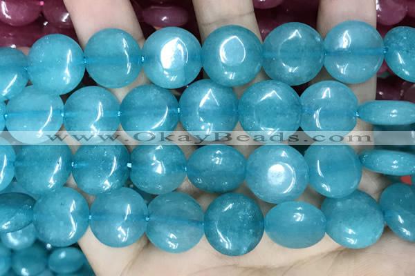 CCN5893 15 inches 15mm flat round candy jade beads Wholesale