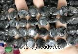 CCN5918 15 inches 15mm flat round black labradorite beads Wholesale