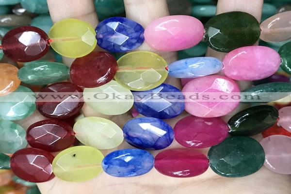 CCN5978 15 inches 13*18mm faceted oval candy jade beads