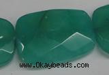 CCN709 15.5 inches 30*40mm faceted trapezoid candy jade beads