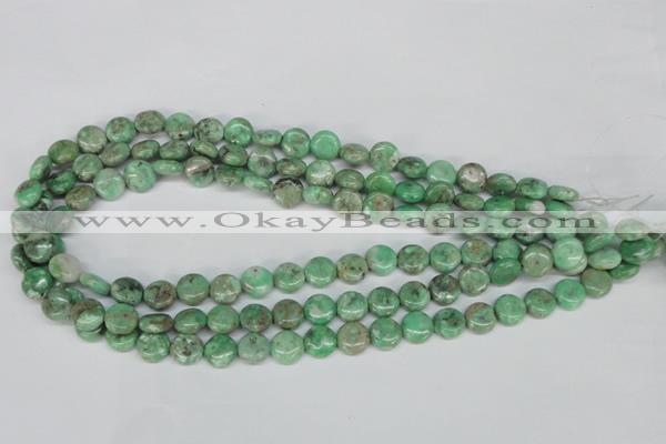 CCO110 15.5 inches 10mm flat round dyed natural chrysotine beads