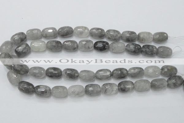 CCQ101 15.5 inches faceted egg-shaped 13*17mm cloudy quartz beads