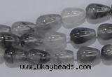 CCQ103 15.5 inches 8*12mm teardrop cloudy quartz beads wholesale