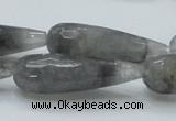 CCQ110 15.5 inches 12*40mm faceted teardrop cloudy quartz beads