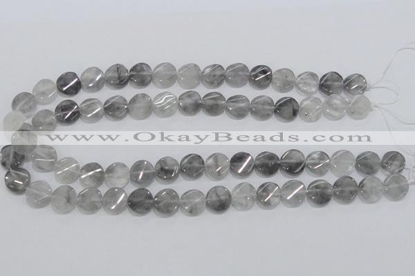 CCQ127 15.5 inches 12mm twisted coin cloudy quartz beads wholesale