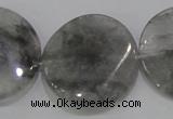 CCQ131 15.5 inches 30mm twisted coin cloudy quartz beads wholesale