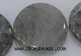 CCQ132 15.5 inches 40mm twisted coin cloudy quartz beads wholesale