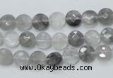 CCQ133 15.5 inches 8mm faceted coin cloudy quartz beads wholesale