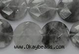 CCQ137 15.5 inches 20mm faceted coin cloudy quartz beads wholesale