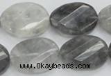 CCQ166 15.5 inches 18*25mm twisted & faceted oval cloudy quartz beads