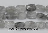 CCQ185 15.5 inches 8*12mm faceted rectangle cloudy quartz beads