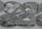 CCQ189 15.5 inches 18*25mm faceted rectangle cloudy quartz beads