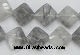 CCQ209 15.5 inches 12*12mm faceted diamond cloudy quartz beads