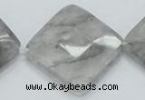 CCQ212 15.5 inches 30*30mm faceted diamond cloudy quartz beads