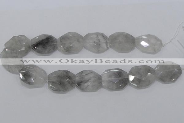 CCQ229 15.5 inches 26*32mm faceted freeform cloudy quartz beads