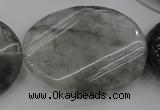 CCQ253 15.5 inches 30*40mm twisted oval cloudy quartz beads wholesale