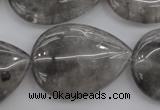 CCQ257 15.5 inches 25*35mm flat teardrop cloudy quartz beads