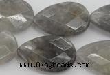 CCQ270 15.5 inches 20*30mm faceted flat teardrop cloudy quartz beads