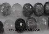 CCQ286 15.5 inches 12*16mm faceted rondelle cloudy quartz beads