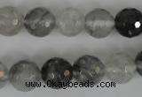 CCQ314 15.5 inches 12mm faceted round cloudy quartz beads wholesale