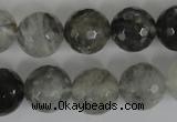 CCQ315 15.5 inches 14mm faceted round cloudy quartz beads wholesale