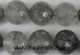 CCQ317 15.5 inches 18mm faceted round cloudy quartz beads wholesale