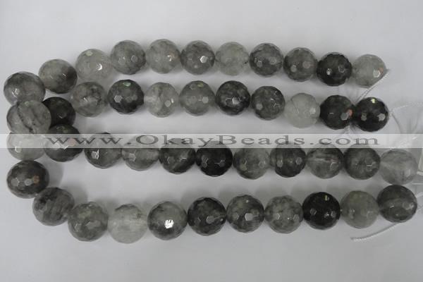 CCQ317 15.5 inches 18mm faceted round cloudy quartz beads wholesale