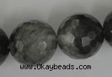 CCQ319 15.5 inches 22mm faceted round cloudy quartz beads wholesale