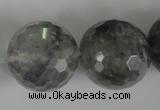 CCQ320 15.5 inches 25mm faceted round cloudy quartz beads wholesale