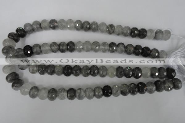 CCQ333 15.5 inches 10*14mm faceted rondelle cloudy quartz beads