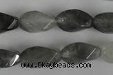 CCQ358 15.5 inches 10*20mm twisted rice cloudy quartz beads wholesale