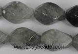 CCQ360 15.5 inches 15*25mm twisted rice cloudy quartz beads wholesale