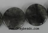 CCQ376 15.5 inches 25mm flat round cloudy quartz beads wholesale