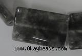 CCQ442 15.5 inches 25*35mm flat tube cloudy quartz beads wholesale