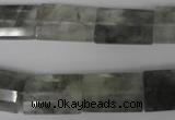 CCQ498 15.5 inches 13*20mm faceted flat tube cloudy quartz beads