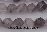 CCQ572 15.5 inches 8mm faceted nuggets cloudy quartz beads