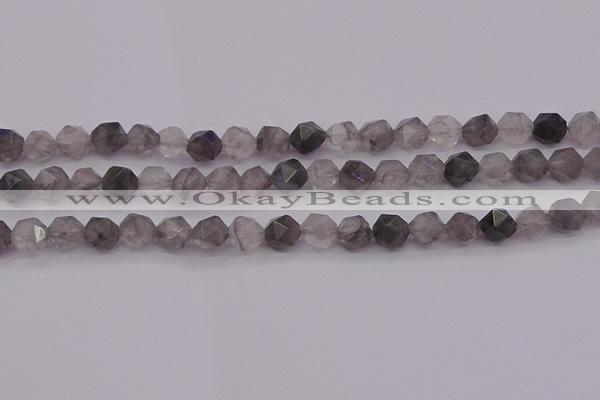 CCQ572 15.5 inches 8mm faceted nuggets cloudy quartz beads