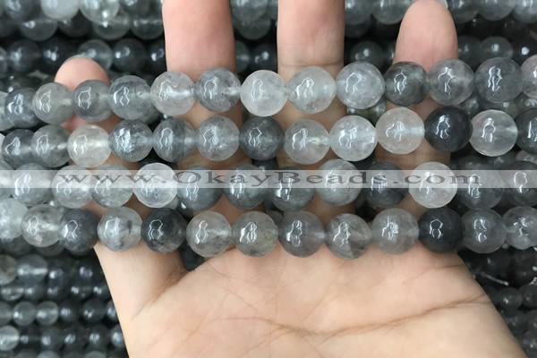 CCQ583 15.5 inches 10mm faceted round cloudy quartz beads wholesale