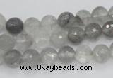 CCQ59 15.5 inches 8mm faceted round cloudy quartz beads wholesale