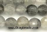 CCQ600 15 inches 6mm faceted round cloudy quartz beads