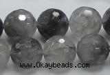 CCQ63 15.5 inches 16mm faceted round cloudy quartz beads wholesale